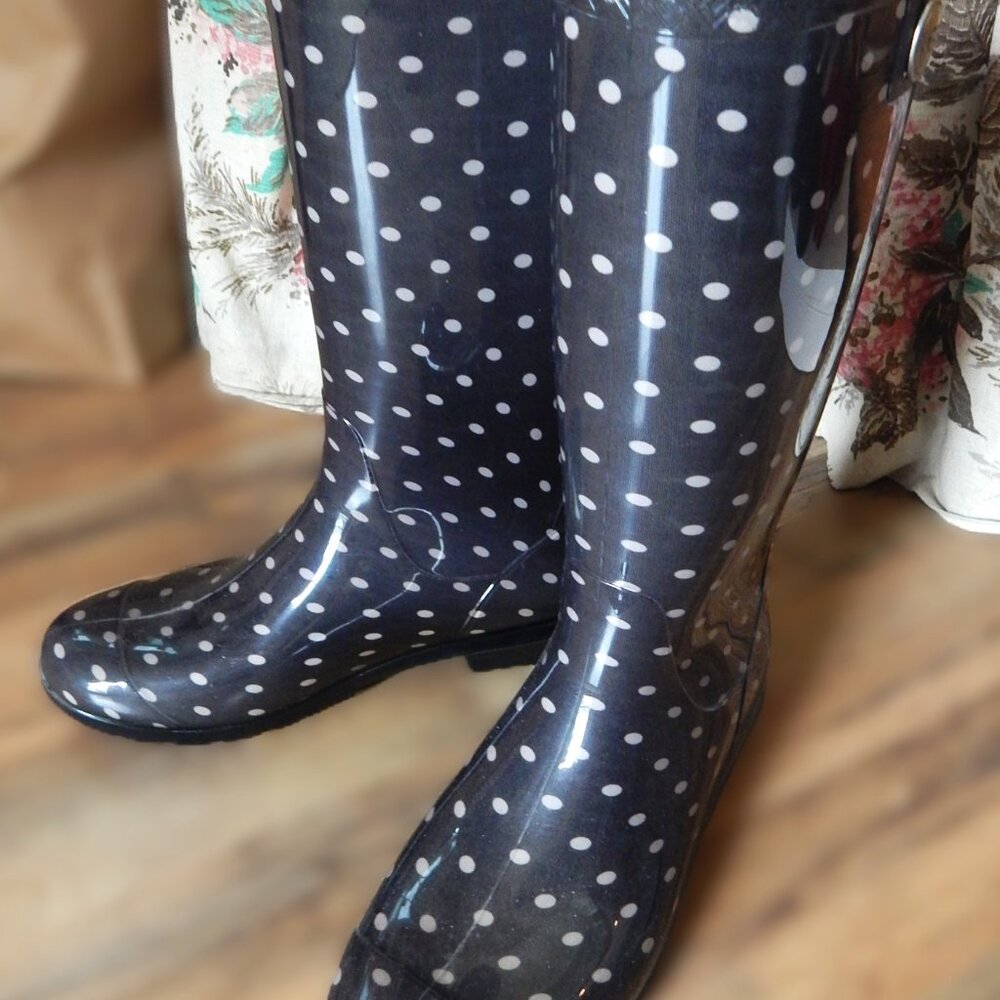 UGG Black and White Polka Dot Rain Boots - Picture 6 of 7